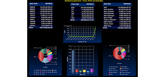 A completed dashboard document with seven different reports 