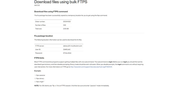 Figure 7. Download files using bulk FTPS