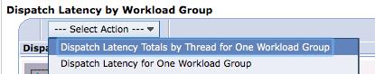 Figure 3. Select the Dispatch Latency Totals by Thread for One Workload Group to drill down 