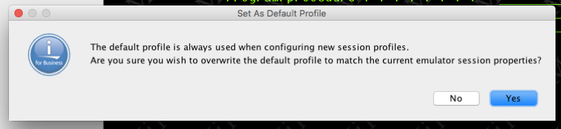 Figure 2. The Set as Default Profile confirmation pop-up