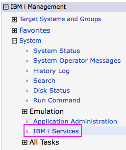 Figure 1. The IBM i Services task in Navigator