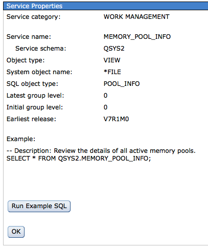 Figure 4. The properties results includes the example SQL