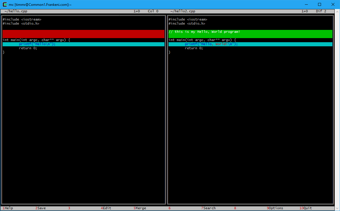 Figure 9. Comparing two files.