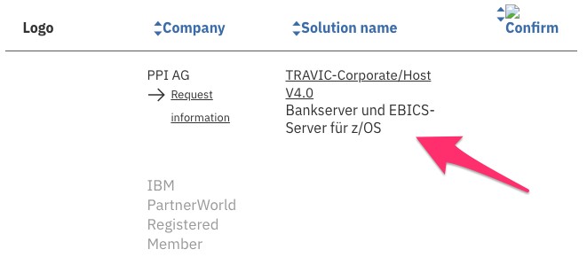 Figure 2. The first solution from the "z/OS" search.