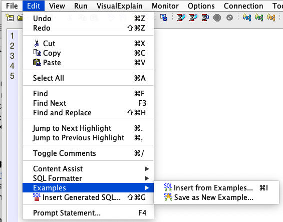 Figure 1. Navigate to Edit → Examples →Insert from Examples