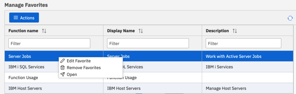 Figure 6. Manage Favorites editor