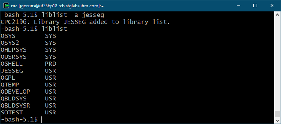 Figure 6: Modifying the library list with the “liblist” built-in