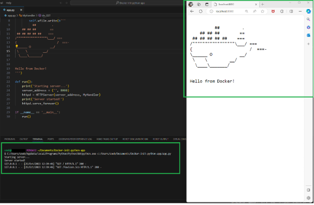 Figure 2. Output on web browser (Microsoft Edge, in this case) after the successful execution of the Python script “app.py”