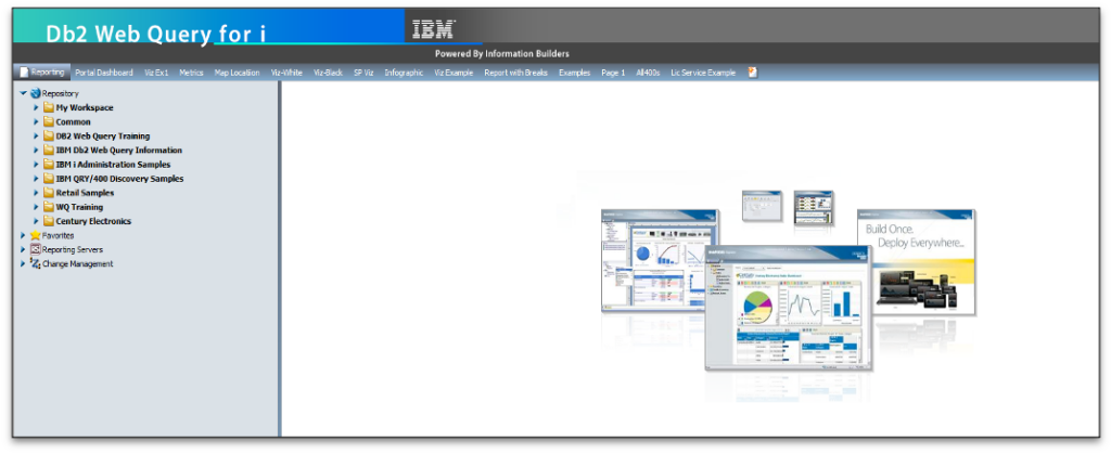 Figure 1.  Db2 Web Query for i home page in Version 2.2.1 (click to expand)