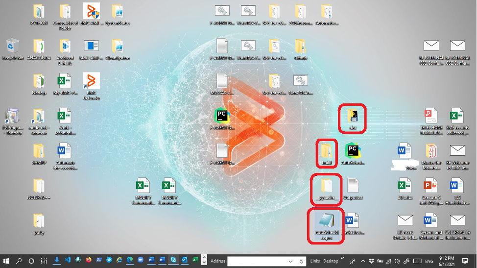 Figure 2. Folders dist, __pycache__ and build, along with the ‘AutoSchedule.spec’ file, get created with the successful creation of the executable