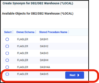 Figure 6. Second Create Synonym panel 