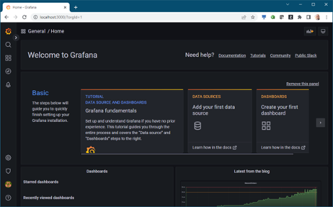 The Grafana home page