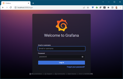 The Grafana interface