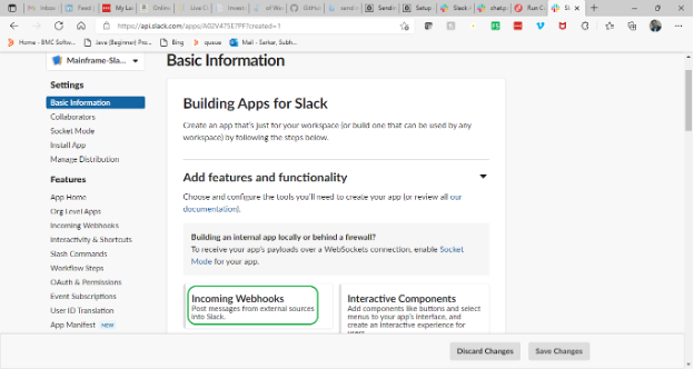 Figure 5. Click on the “Incoming Webhooks” option