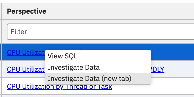 Figure 2. Opening investigate data in a new tab