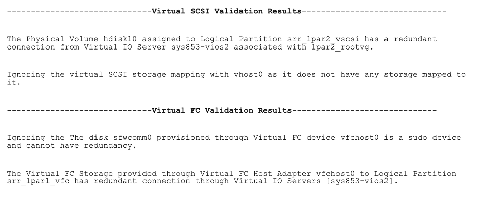 Figure 15. VSCSI and VFC validation results during prepare operation