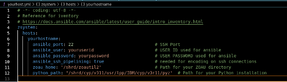 Figure 7. yourhost yml file with the required details.