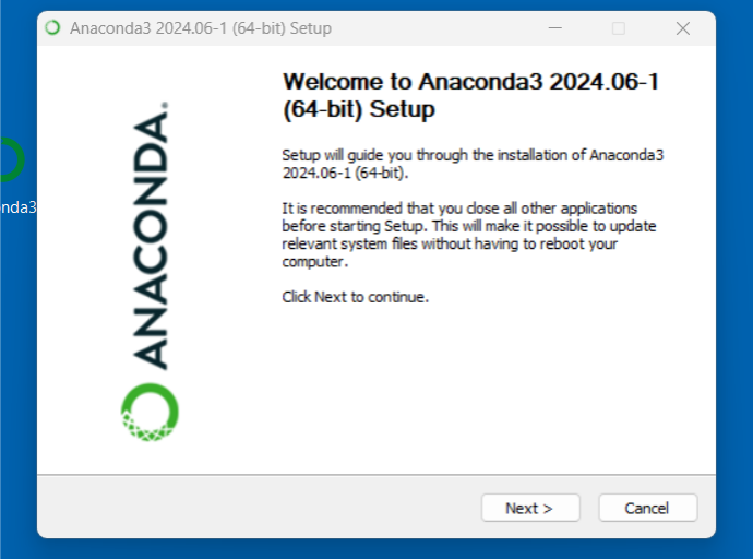 Figure 3. Anaconda setup guide launch page (click to expand)