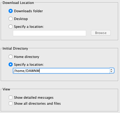 Figure 2. Using the Integrated File System task, you can edit your preferences to specify the initial directory that is displayed when you launch the task