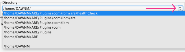 Figure 3. The drop-down now shows all the directories you have navigated to