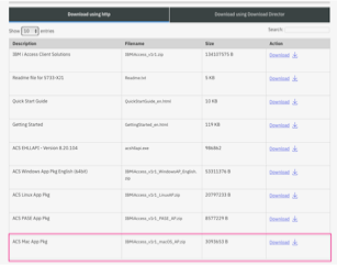 Figure 1. The Access Client Solutions download page