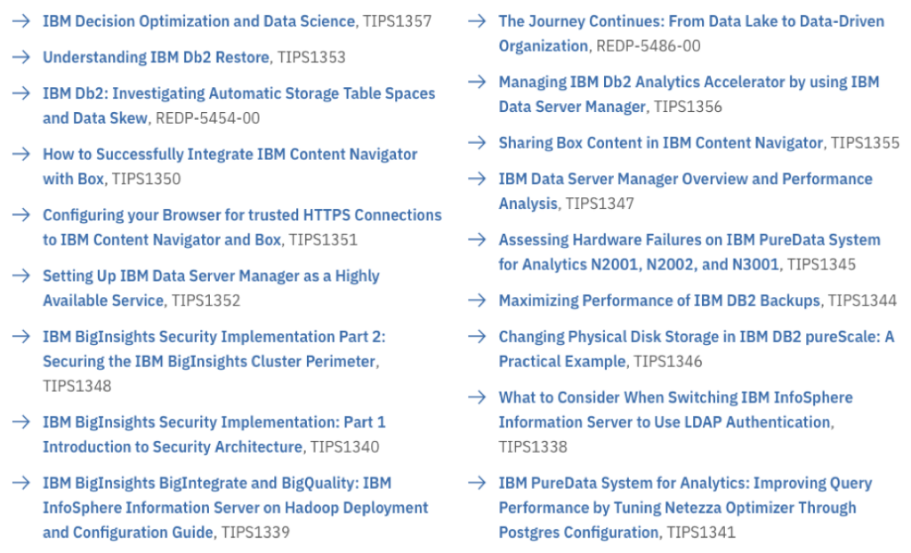 Figure 3. New IBM Redbooks Analytics Support collections