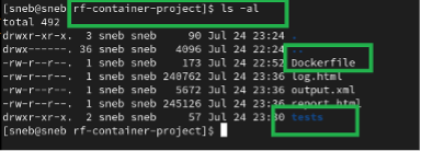 Figure 5: Listing contents of a project directory.