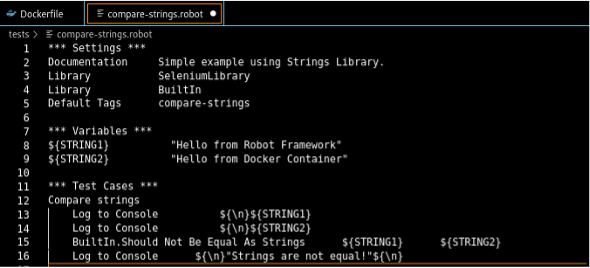 Figure 8: Contents of a for-loop.robot file.