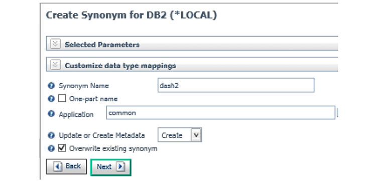 Figure 4. The screen where you create the synonym