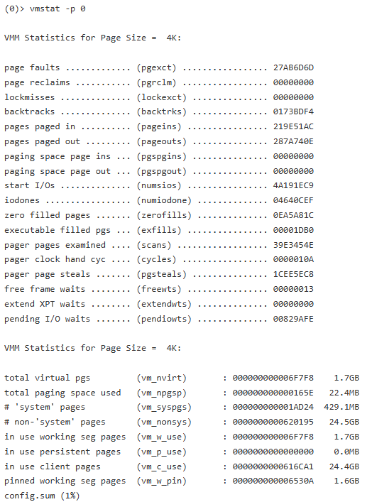 Figure 2B. When it generates a config.sum, PerfPMR invokes vmstat in a way not available from the command line 