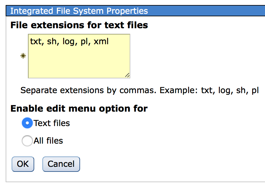 Figure 3. In the Properties tab, you will see configuration options to see which files can be edited