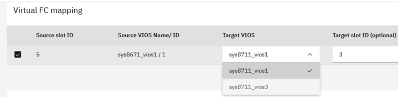 Figure 3. A source VIOS with two potential target VIOS.