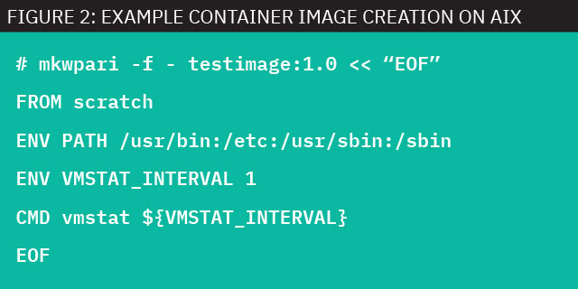 Figure 2. Example container image creation on AIX