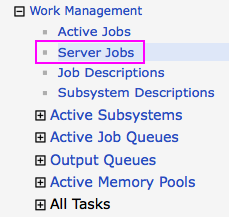 Figure 1. Server jobs under the work management menu