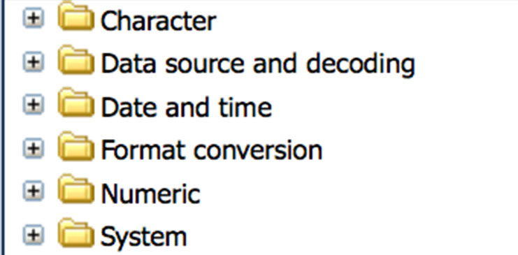 6 categories of BIF in Web Query