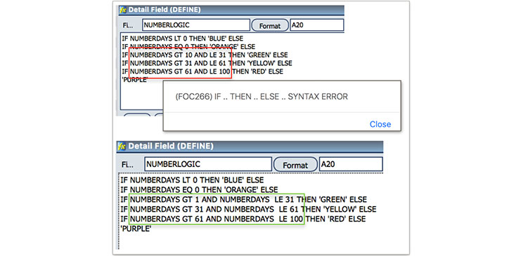 How Web Query reacts when trying to shortcut the test of NUMBERDAYS