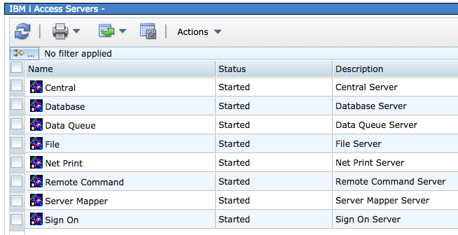 Figure 4. IBM i Access Servers menu